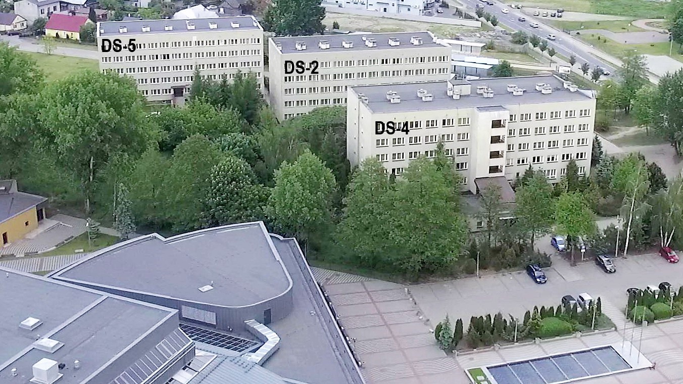 Zdjęcie Domów studenta nr 2, 4 i 5 przy ulicy Żytniej widok z góry